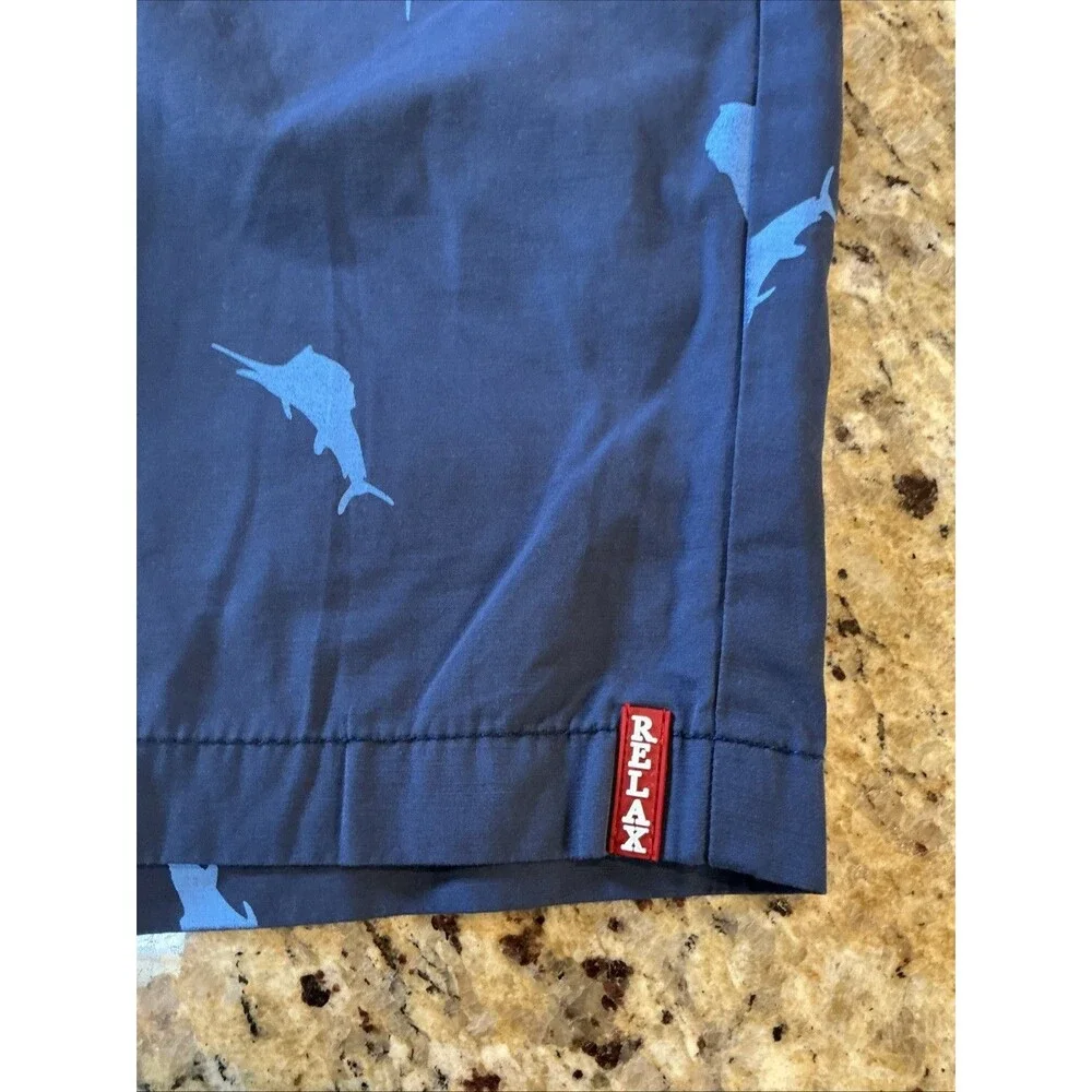 Tommy‎ Bahama All Over Marlin Print Men's Shorts Size 30 Blue Flat Front
